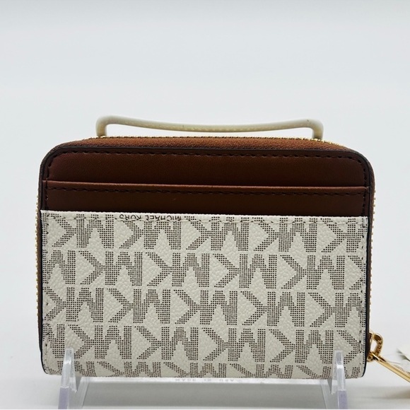 Michael Kors Medium Jet Set Travel MD ZA Card Case Wallet Vanilla/Brown - Picture 7 of 8